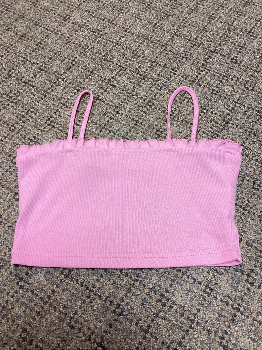 SHEIN Pink Ribbed Spaghetti Strap Crop Top * Size Small